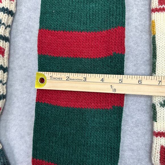 VTG Wool Knit Set of 4 Christmas Stockings Green Red White Fair Isle Cabincore - Picture 13 of 16